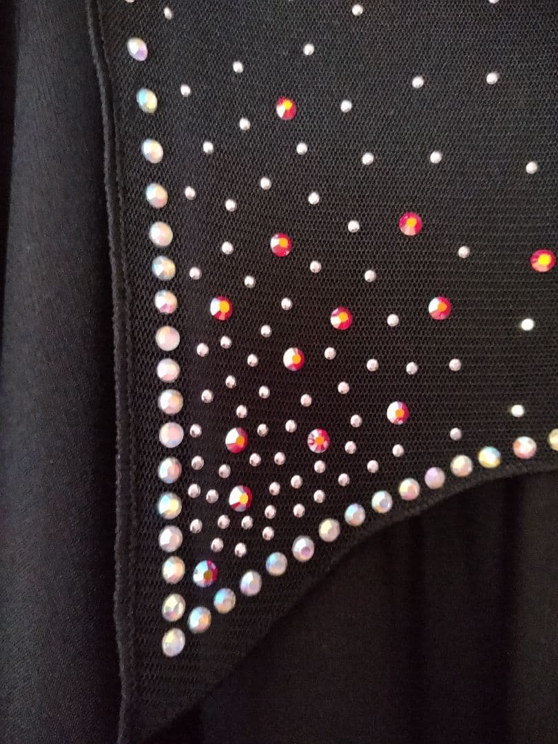 社交ダンス用ビーズ装飾フレアスカート