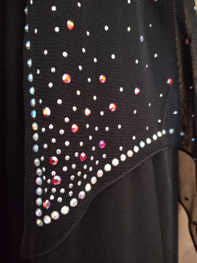 社交ダンス用ビーズ装飾フレアスカート