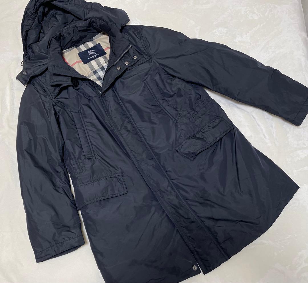 バーバリーロンドン美品黒色ビジネスダウンコート フード脱着