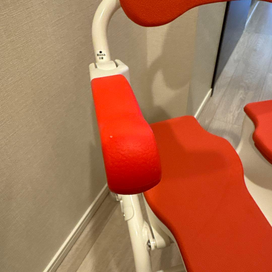 美品【送料込】介護用シャワーチェア 安寿 HPフィット レッド 背もた