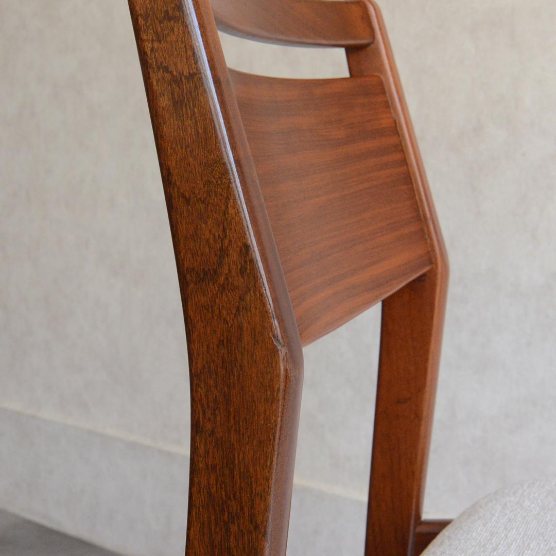 イギリスヴィンテージ チーク ダイニングチェア アイボリー 北欧家具 座面張替済