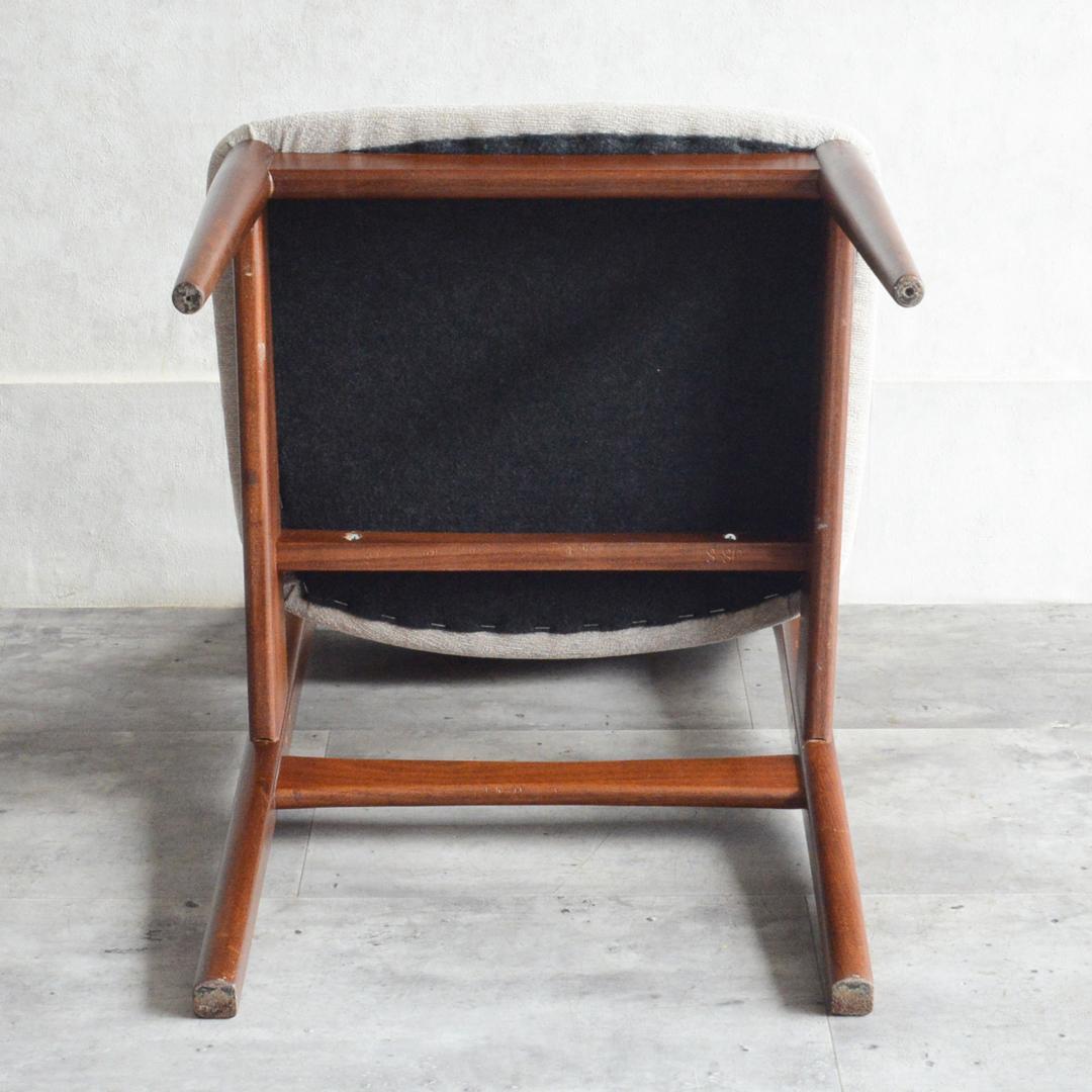 イギリスヴィンテージ チーク ダイニングチェア アイボリー 北欧家具 座面張替済