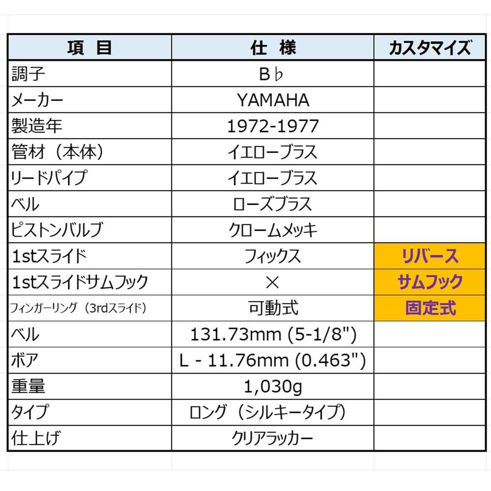 YAMAHA YCR-332 インペリアルコルネット 赤ベル ロングカスタム仕様