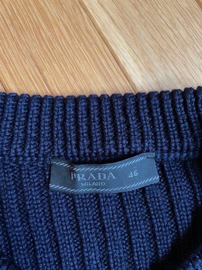 PRADA ネイビー リブニット セーター 46