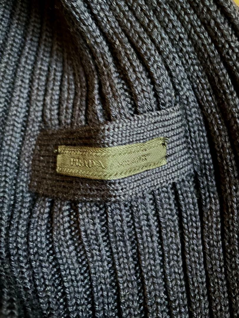 PRADA ネイビー リブニット セーター 46