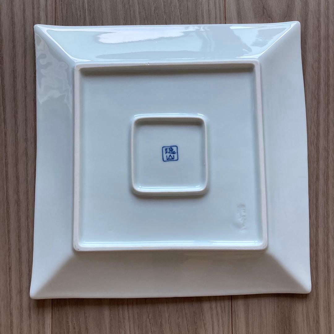 鷹巣瑞光堂　プラチナ市松(大)正角皿　逸山窯　22.5cm　2枚セット