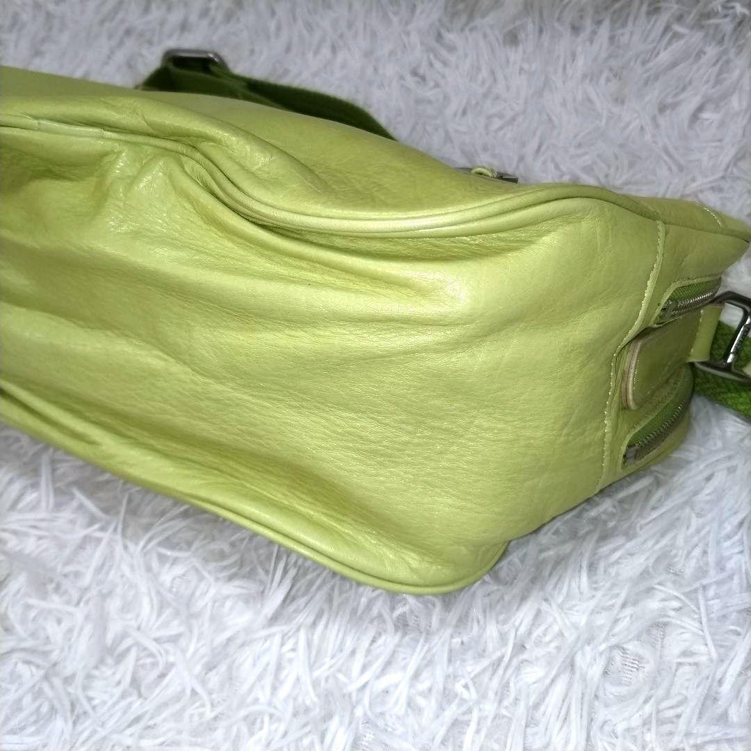大人気 希少色 Aniary ライム レザー ボディバッグ ダブルファスナー