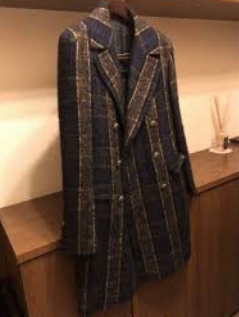 TAGLIATORE ネイビー チェック ダブルブレストコート | 激安通販のイー