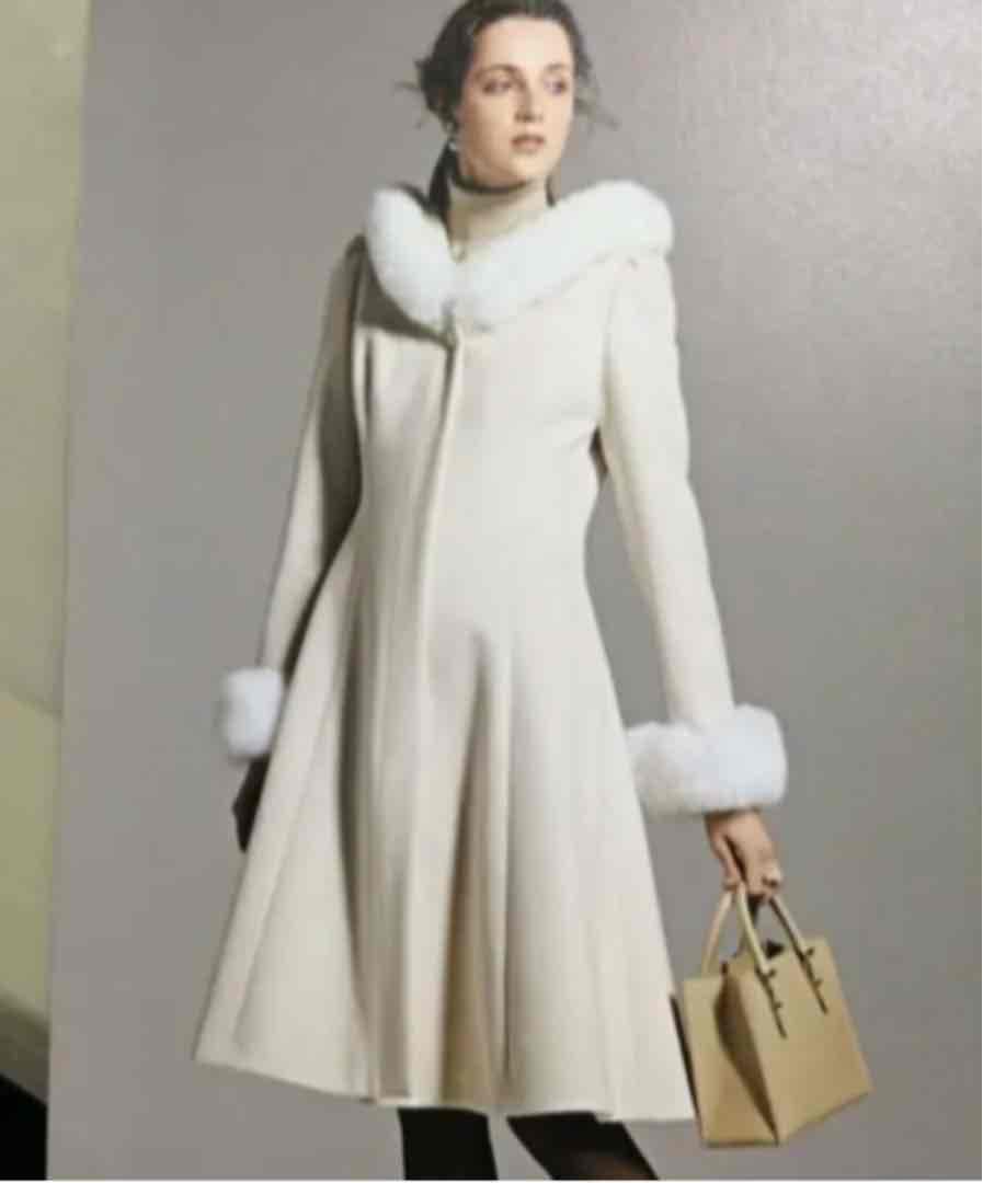 美品】Rene ルネ 受注会FOXファー プリンセスラインコート グレー 34