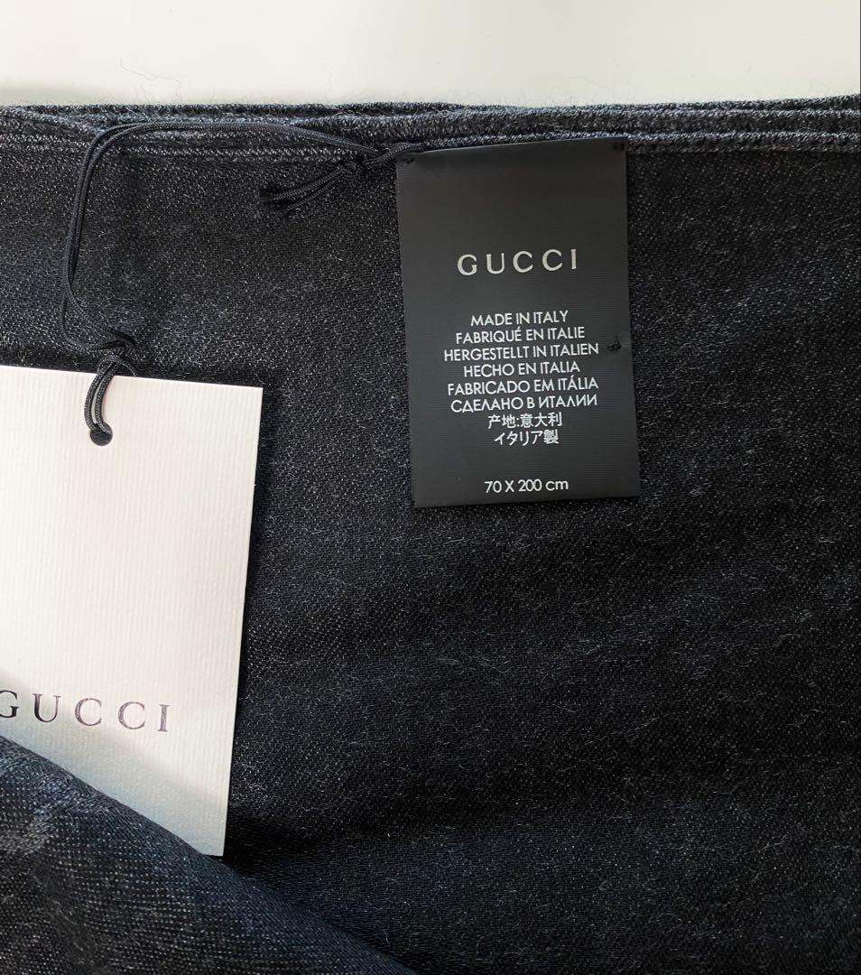 GUCCI ダークグレー ストール 70x200 cm