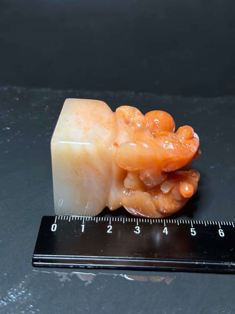 22ラオス石 金魚 桃花凍石美材篆刻 高級印材 落款 書道 雅号 展示会 箱