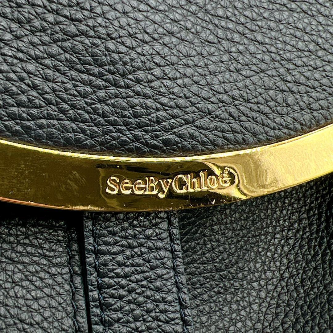 良品 SEE BY CHLOE リジー シボレザー リュック ネイビー系f91