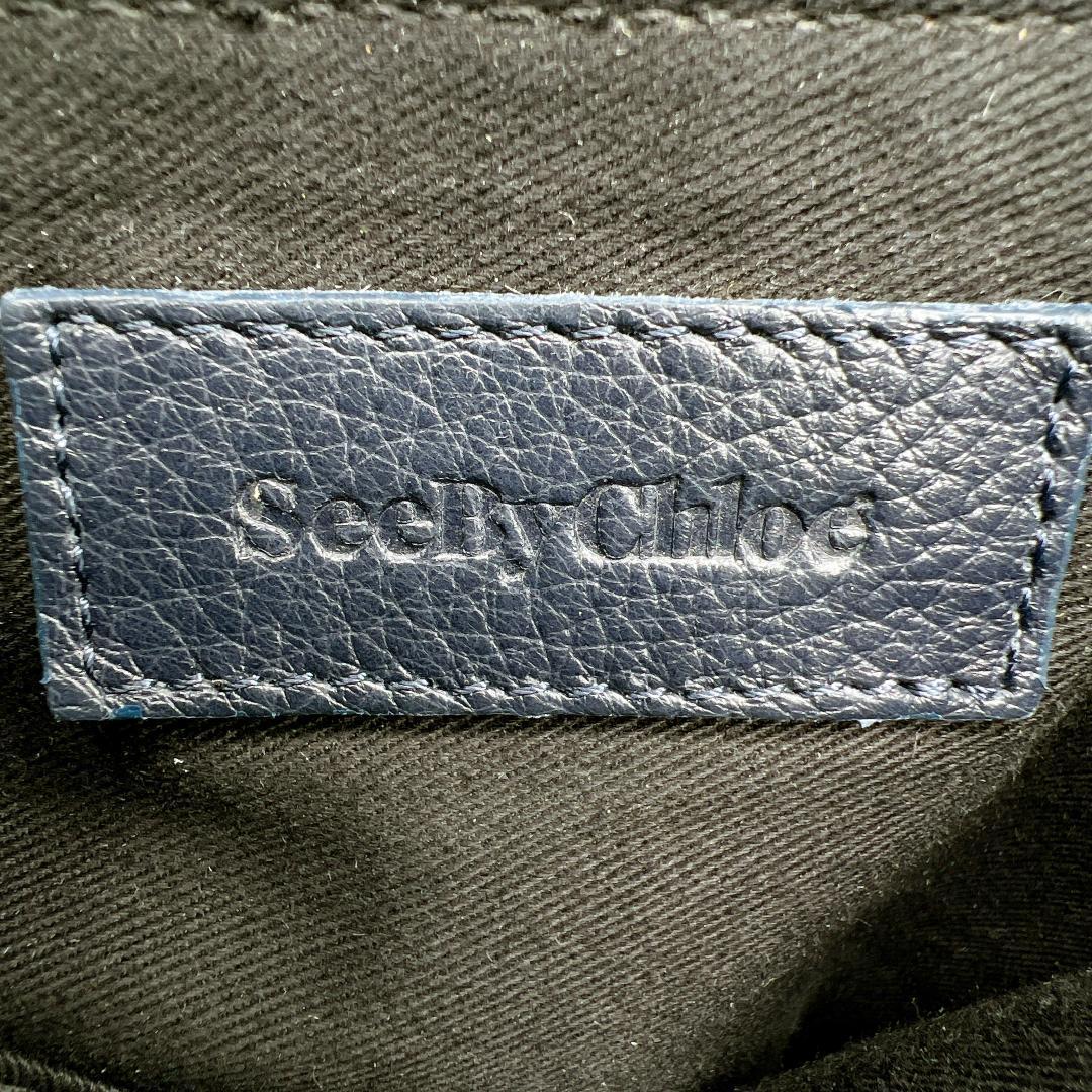 良品 SEE BY CHLOE リジー シボレザー リュック ネイビー系f91