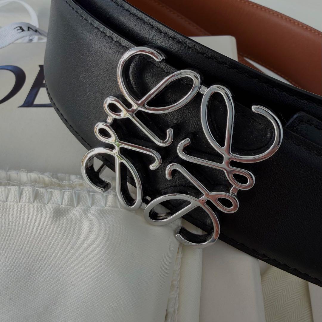 LOEWE ベルト 90/36 シルバー ロゴ