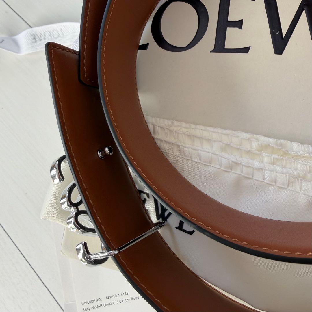 LOEWE ベルト 90/36 シルバー ロゴ