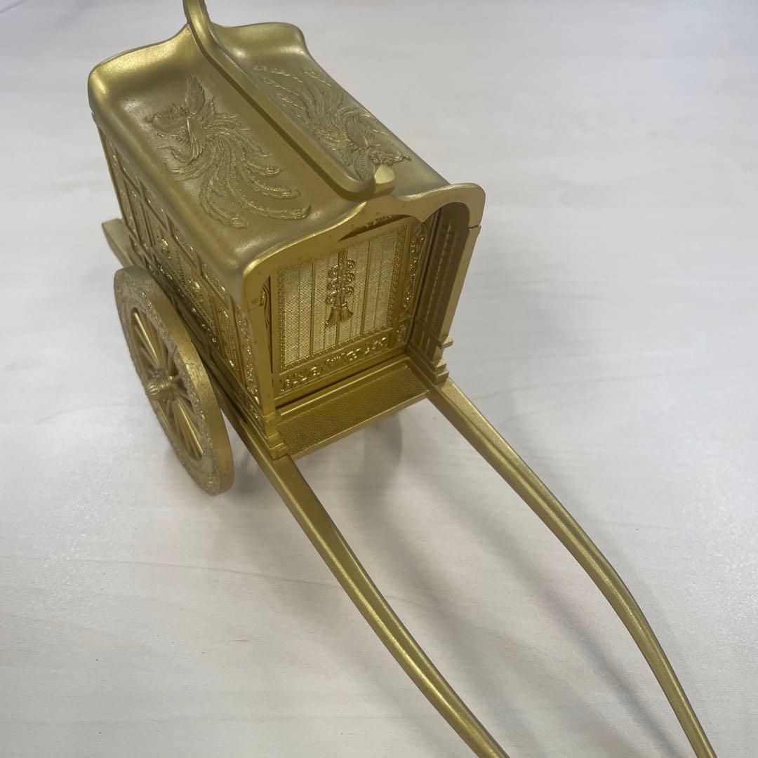 美品】竹 翁斎 御所車 黄金御所車 鳳凰 金メッキ ガラスケース付 光る