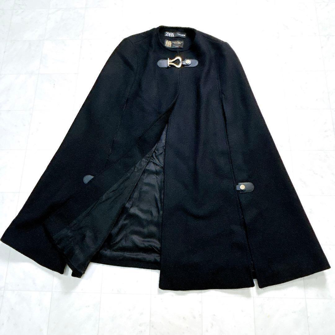 完売 希少 ZARA MANTECO ケープコート ポンチョ ブラック M