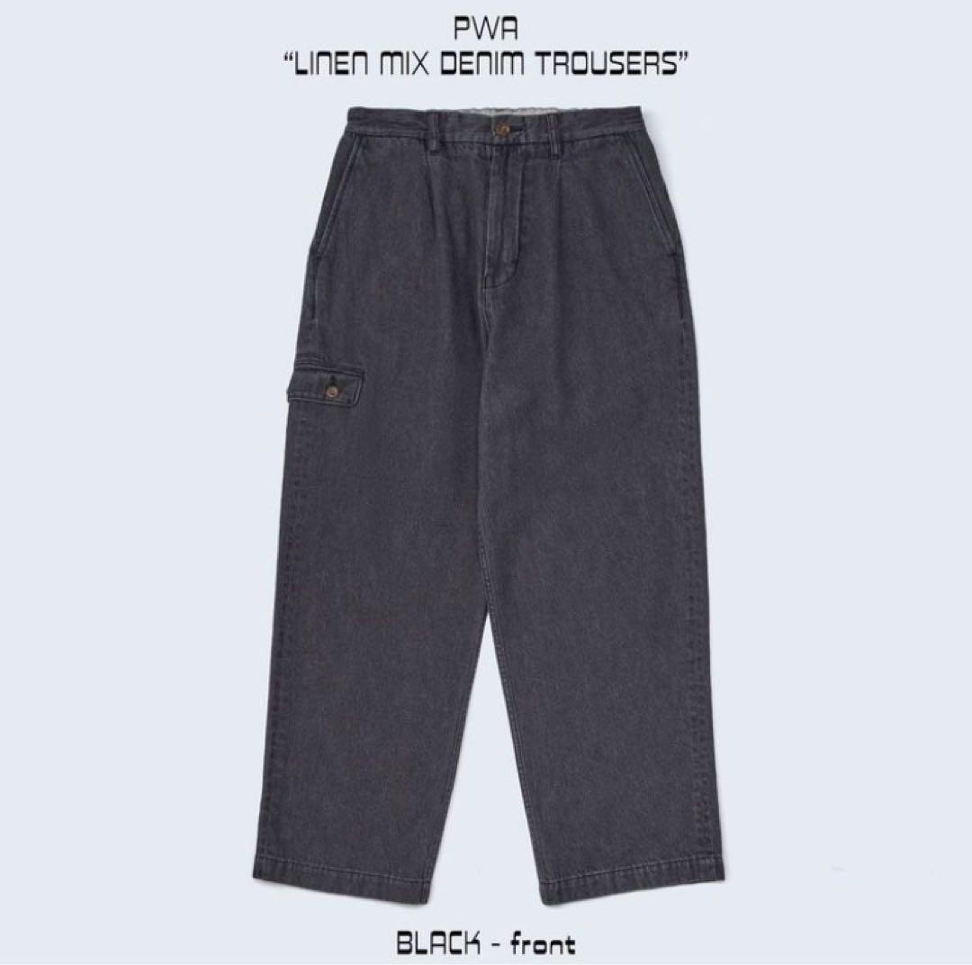 PWA LINEN MIX DENIM TROUSERS[BLACK]