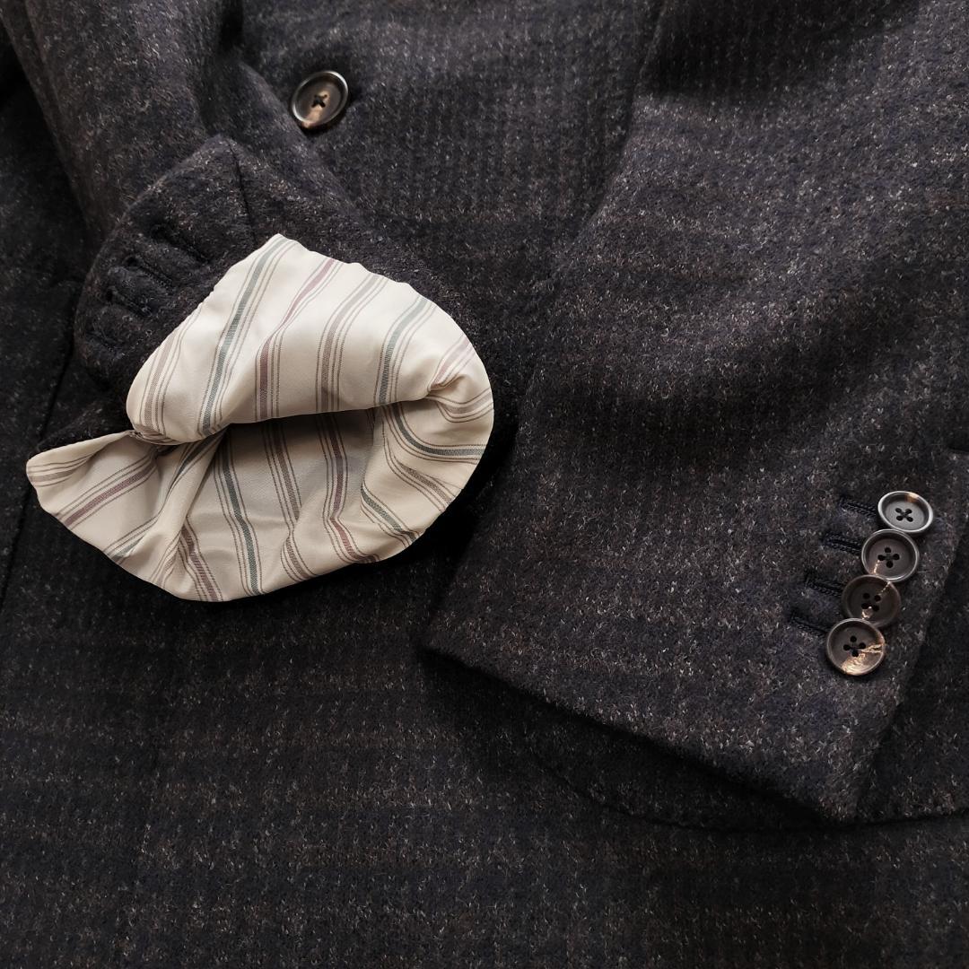 ラルディーニ グレンチェックウールチェスターコート 46 M ブラウン ネイビー