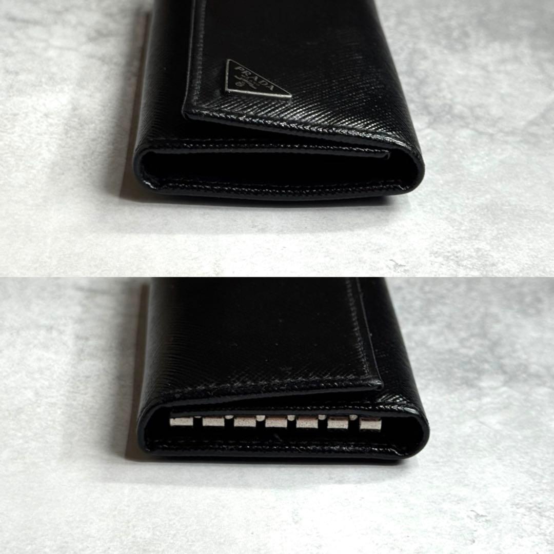 【美品】 PRADA プラダ / サフィアーノトライアングルキーケース ブラック
