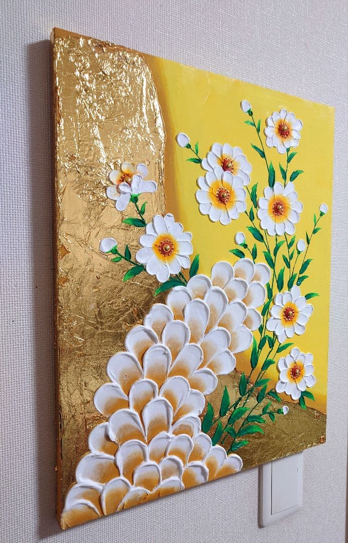 【アロハママ】 テクスチャーアート　アクリル画 　3点