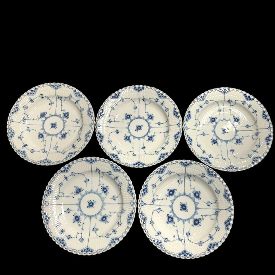 ロイヤルコペンハーゲン ブルーフルーテッド フルレース プレート 5枚セット