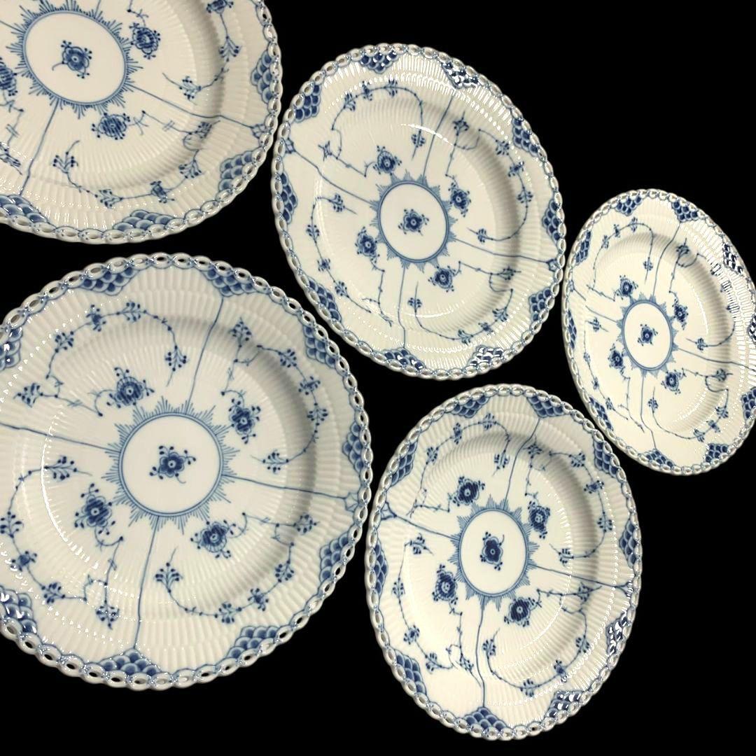 ロイヤルコペンハーゲン ブルーフルーテッド フルレース プレート 5枚セット