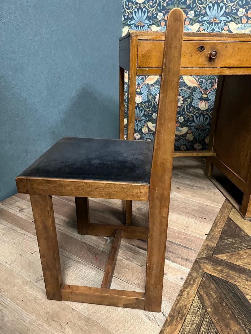 片袖机 デスク 椅子 セット 小ぶり 勉強机 昭和レトロ 当時物 インテリア