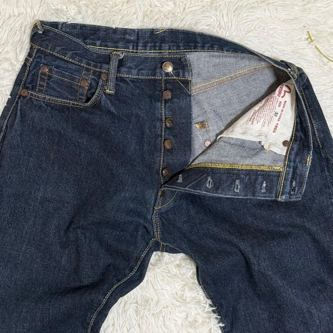 極美品　EVISU　大黒　ビッグカモメ　家紋　戎　漆黒刺繍　赤耳　セルビッチ