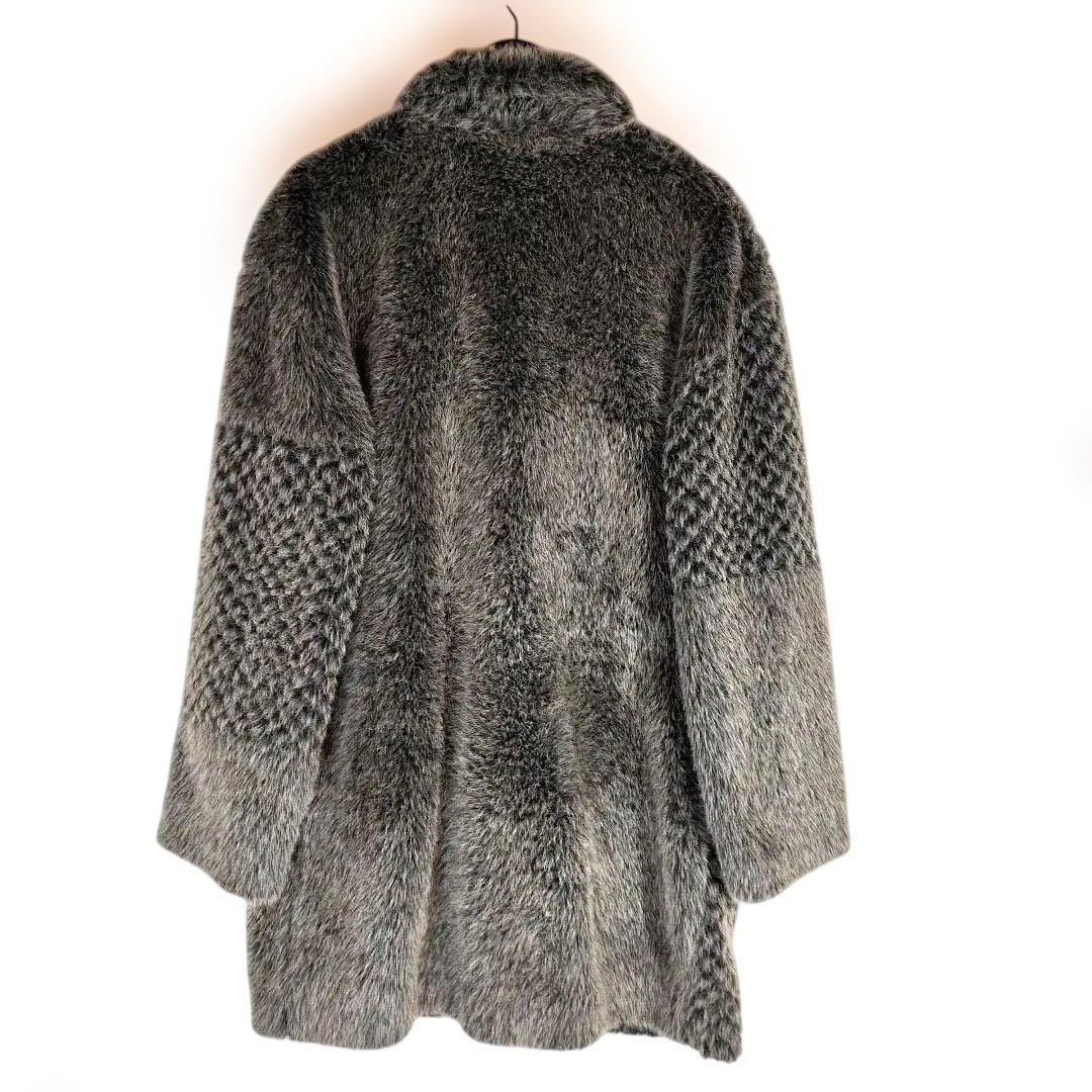 スーペリア フェイクファー チェスターコート グレー 大きいサイズ 50