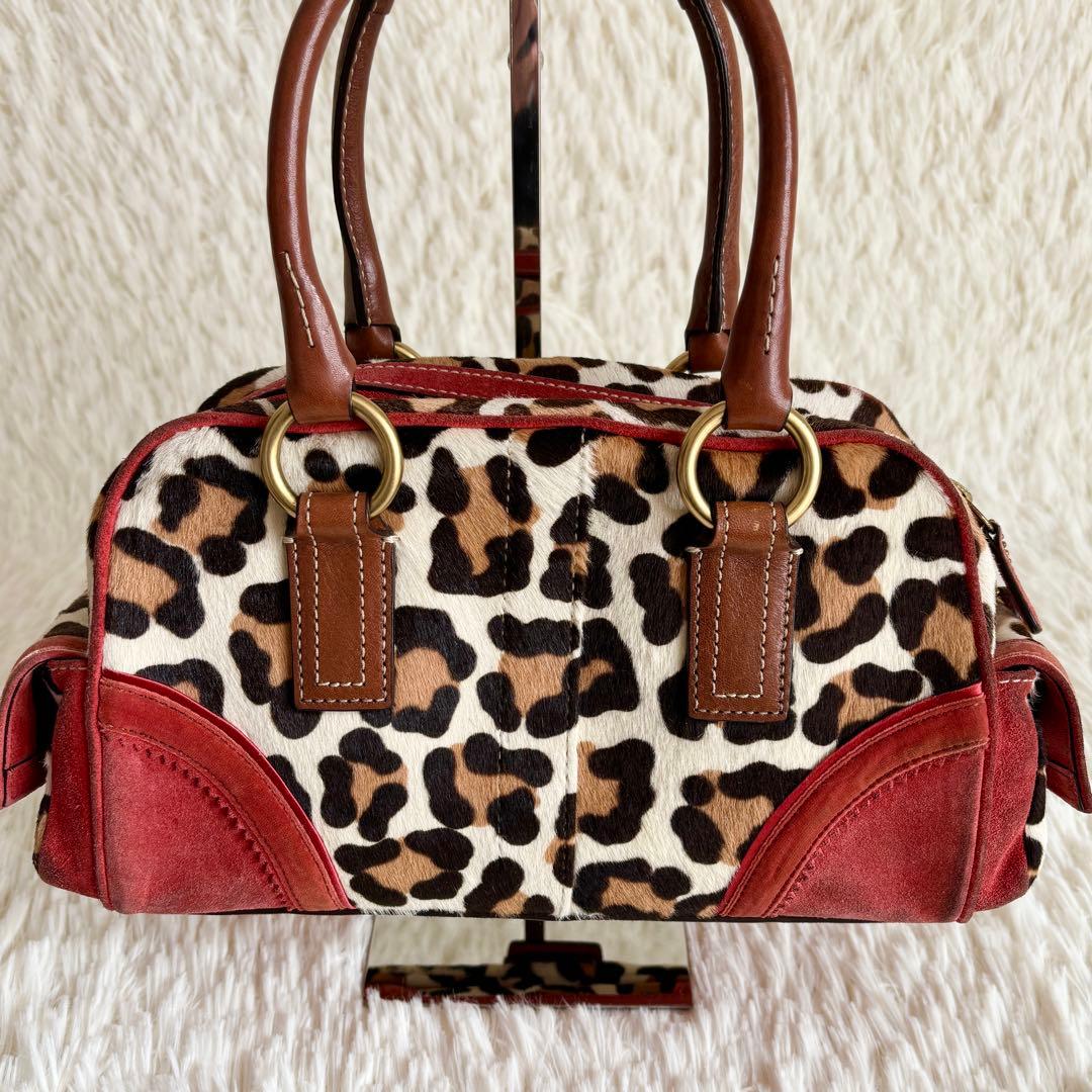 希少✨COACH コーチ ハラコ スエード レザー レオパード 豹柄 ピンク