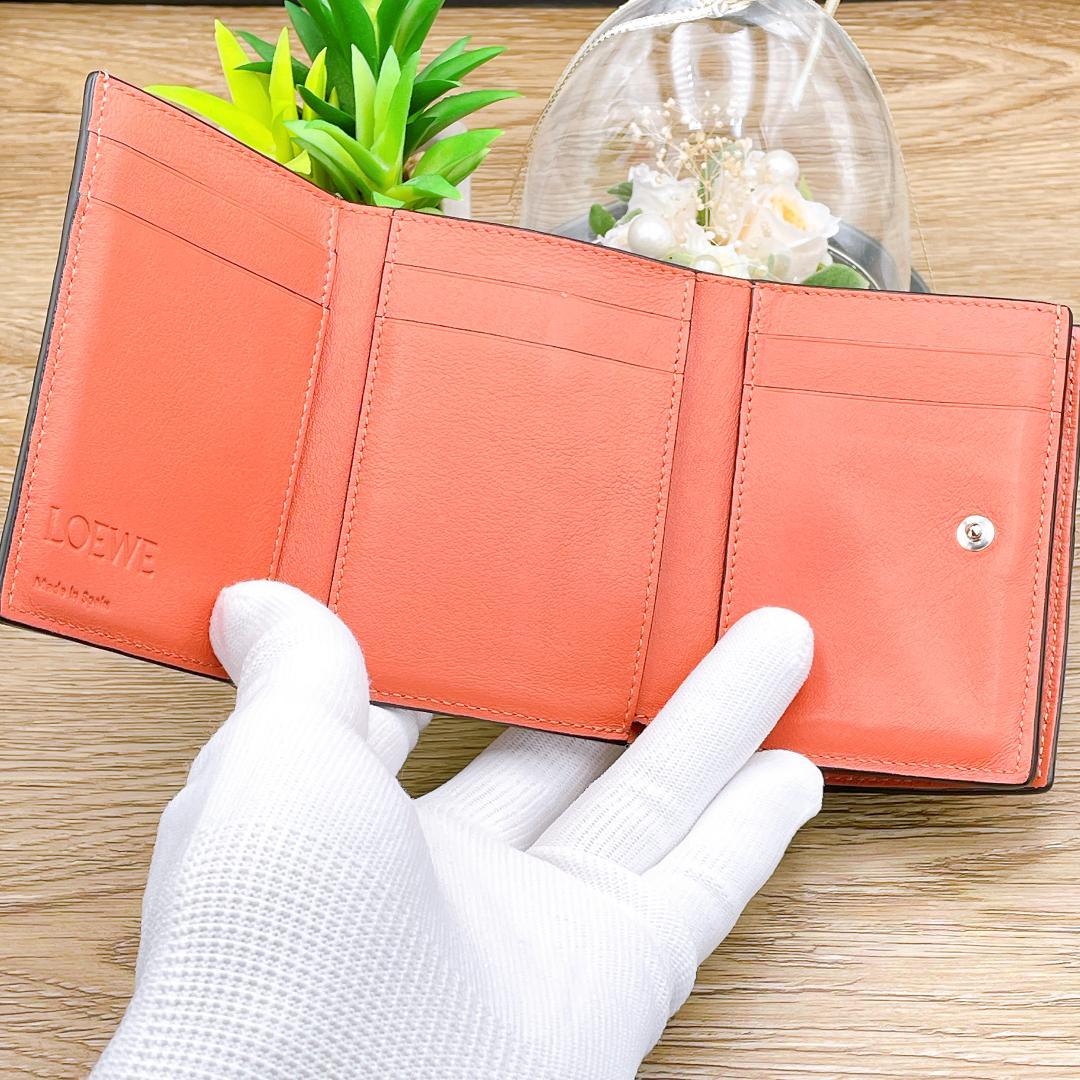 ◇ロエベ◇アナグラム トライフォールド 三つ折り財布 ライトオーツ / ハニー