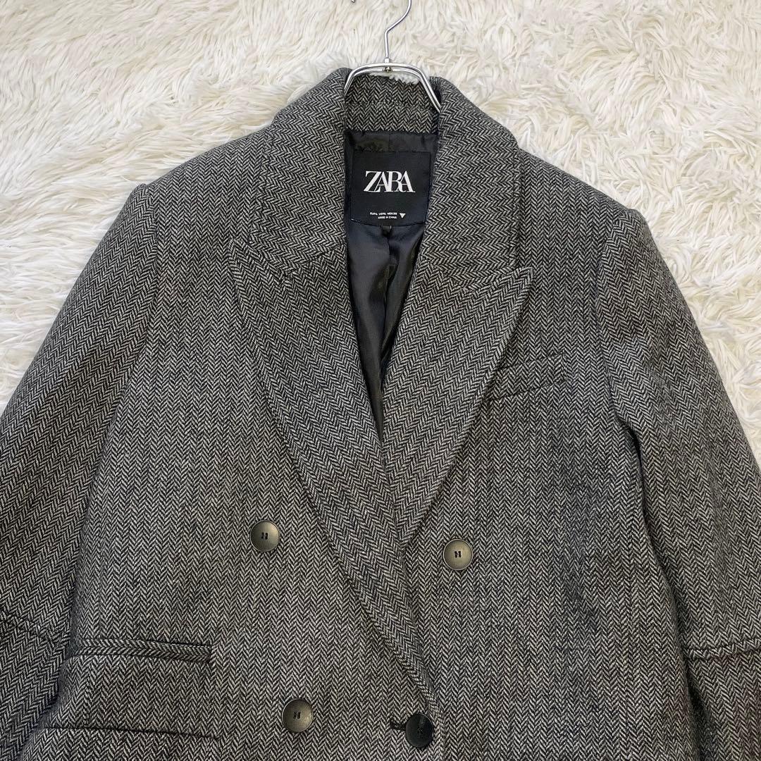 大きいサイズL✨ZARA ザラ チェスターコート ヘリンボーン ダブル