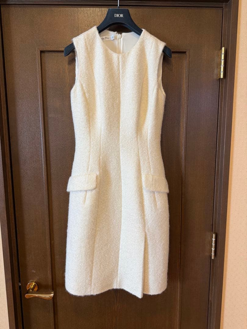 Christian Dior アイボリー ノースリーブワンピース