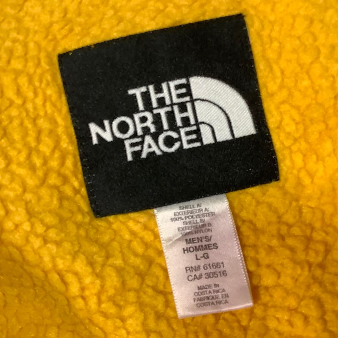 ○ノースフェイス デナリベスト フリース 刺繍ロゴ ブラック 黒 イエロー黄XL
