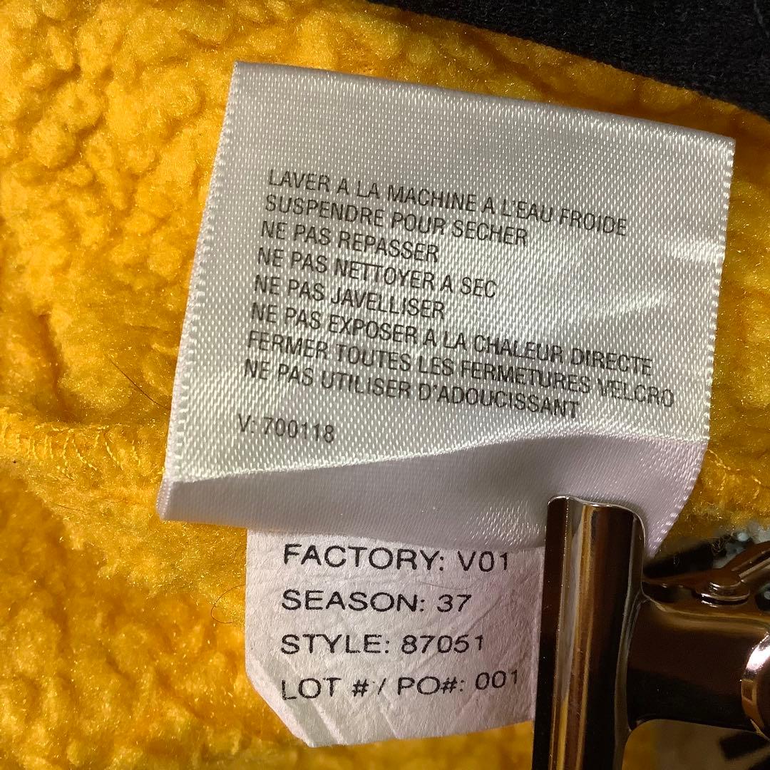 ○ノースフェイス デナリベスト フリース 刺繍ロゴ ブラック 黒 イエロー黄XL