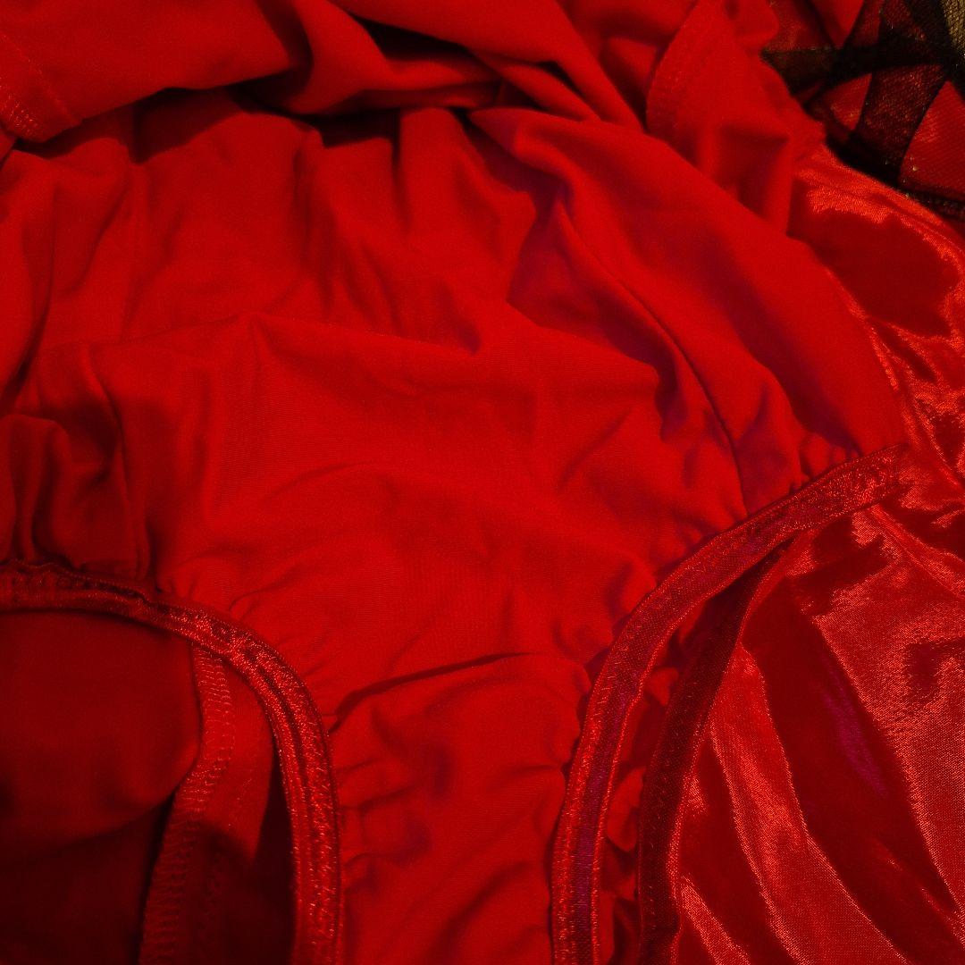 社交ダンス　スタンダードドレス　赤色水玉模様フレアスカートドレス　S～M