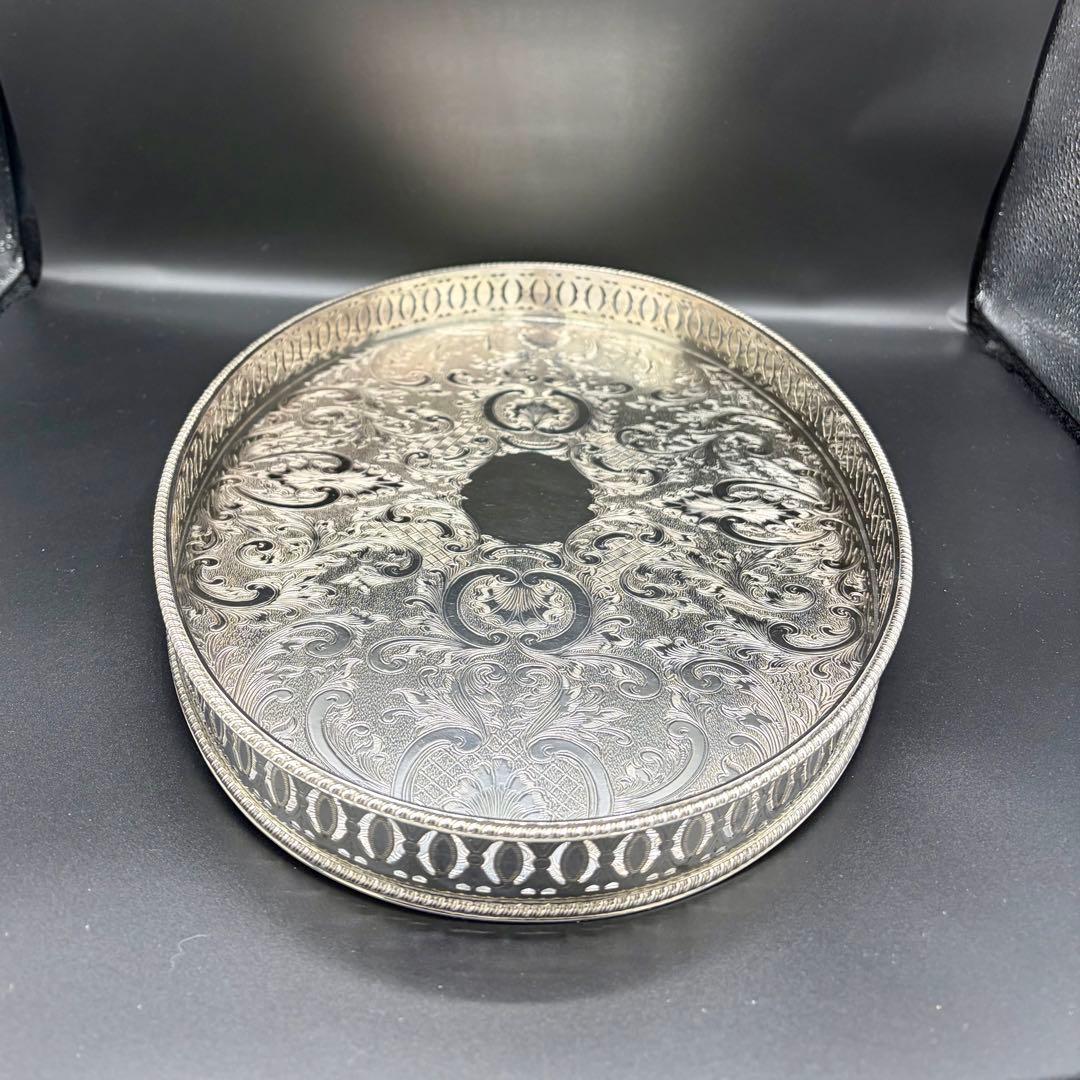 英国ビンテージ＞シェフィールド シルバートレイ サルヴァ 銀盆