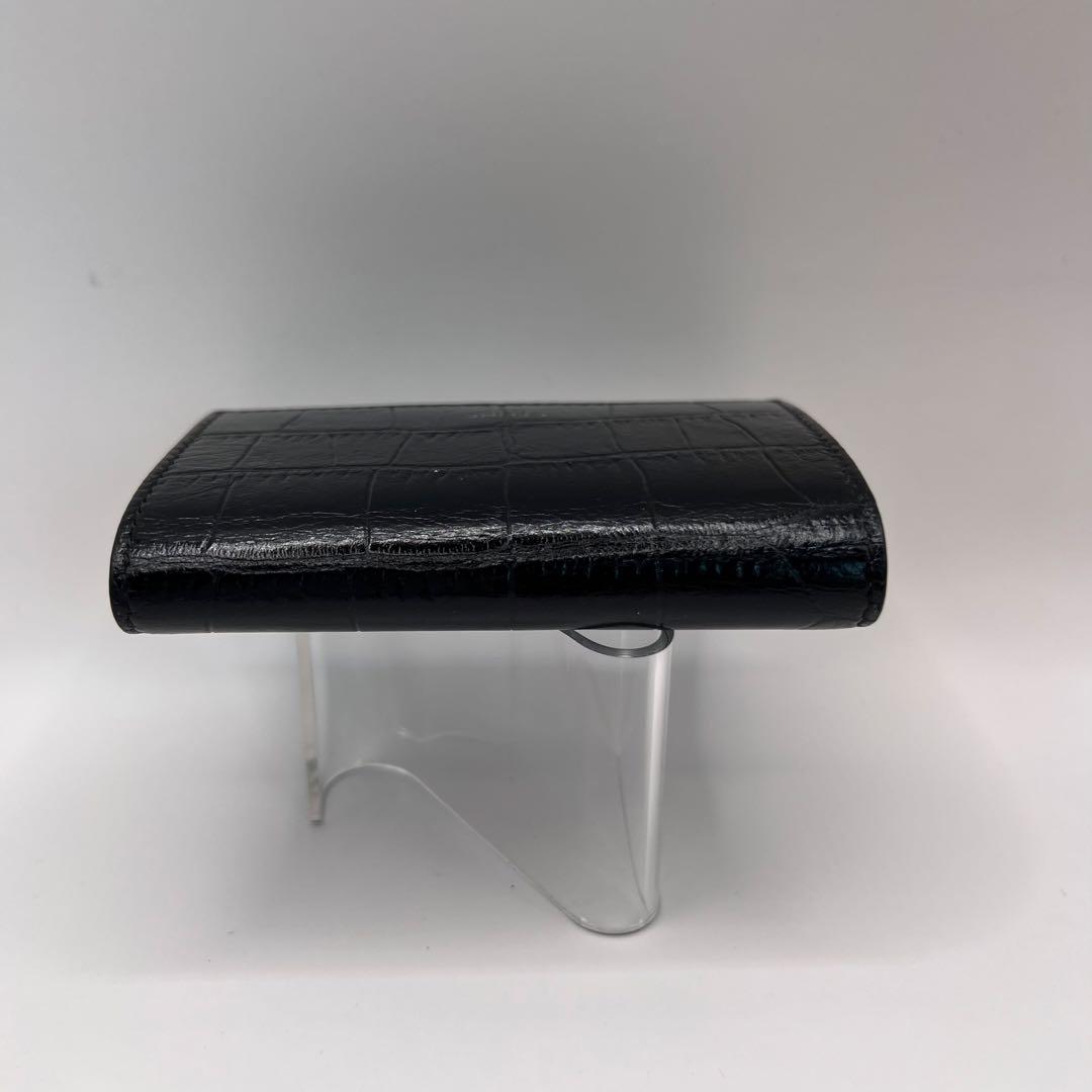 CELINE キーケース　クロコ　6連　ブラック　型押し　カーフスキン　黒色