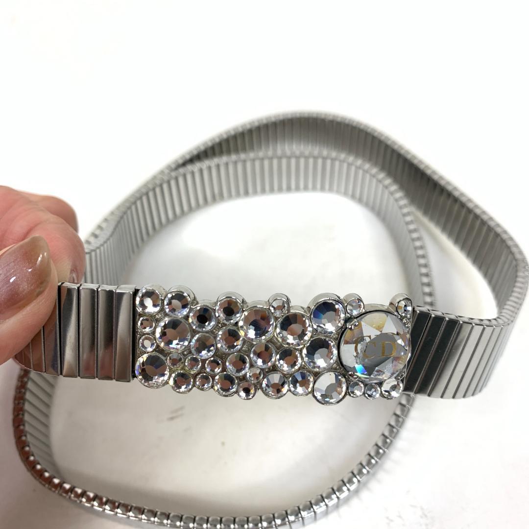 クリスチャンディオール ベルト ストーン シルバー 袋付き B1315