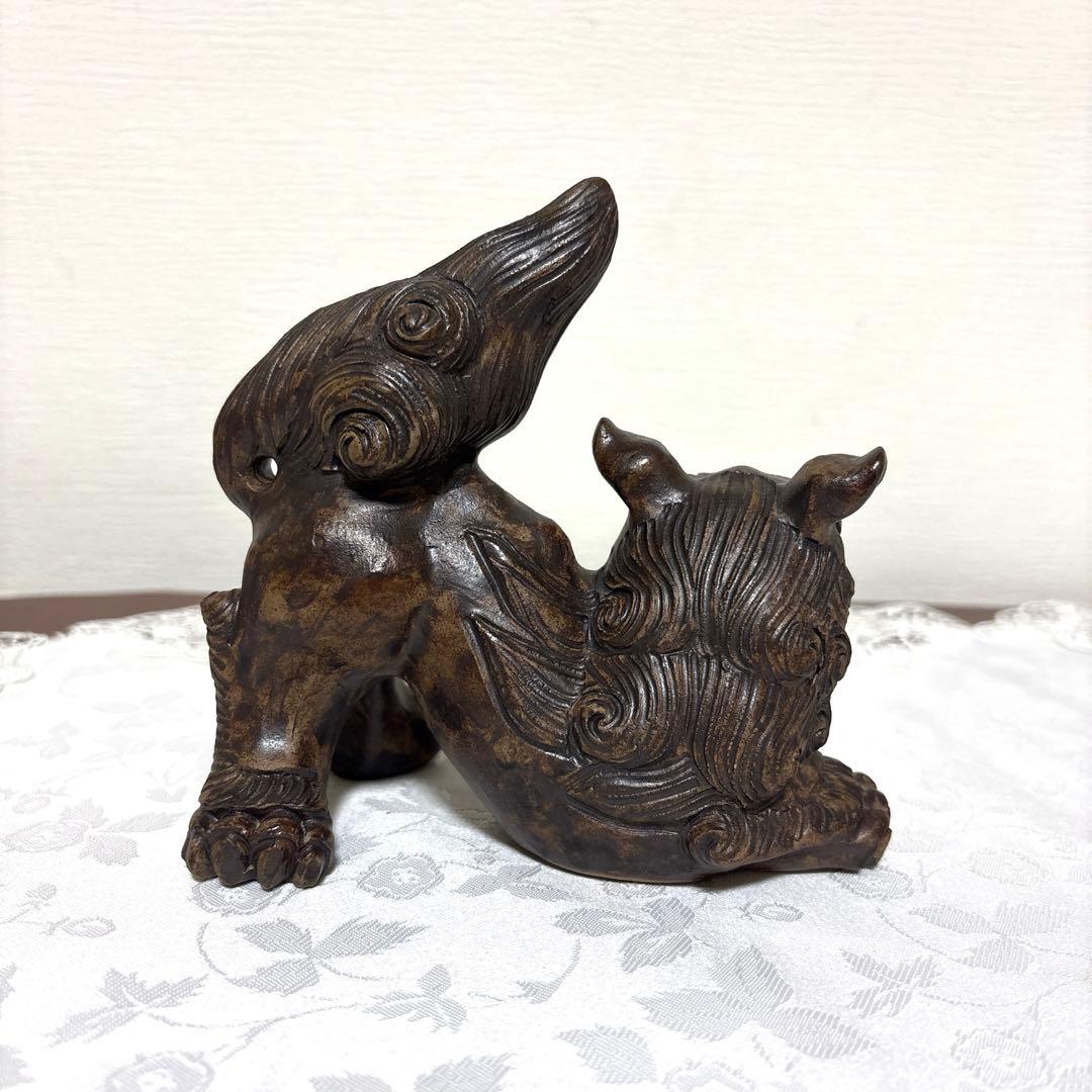 シーサー像 陶器製　在銘