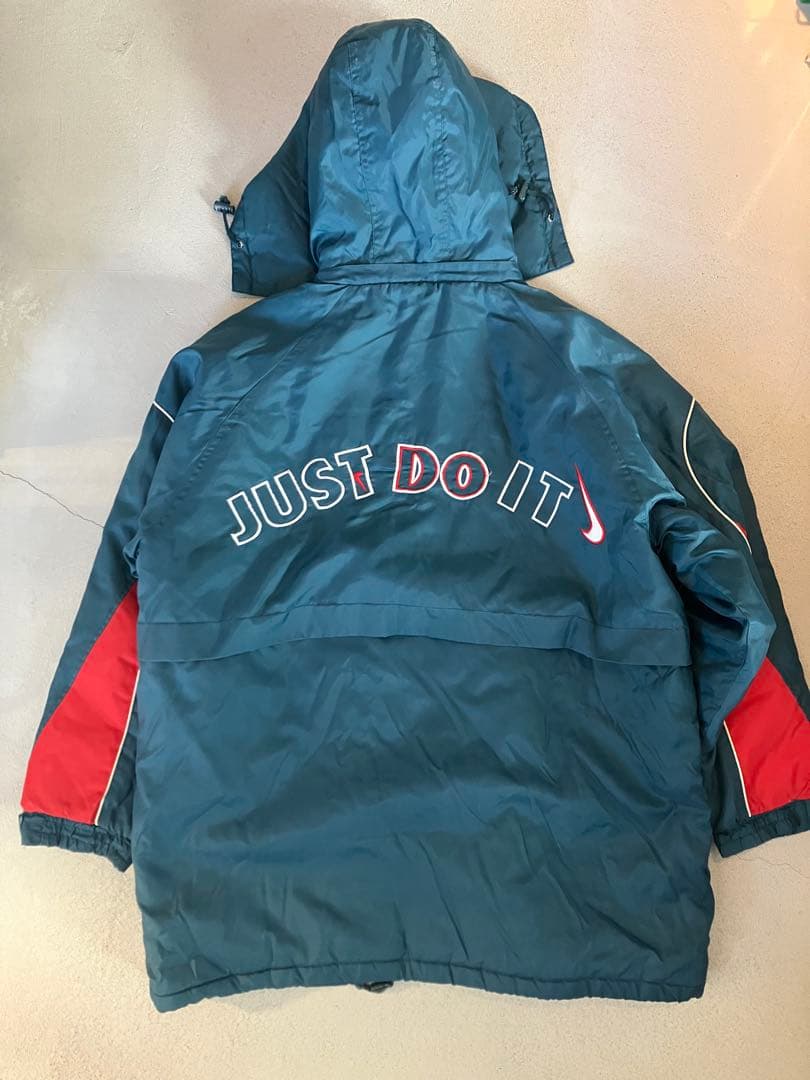 90s NIKE ナイキ 黒タグ 中綿ベンチコート デカ刺繍ロゴ - メルカリ