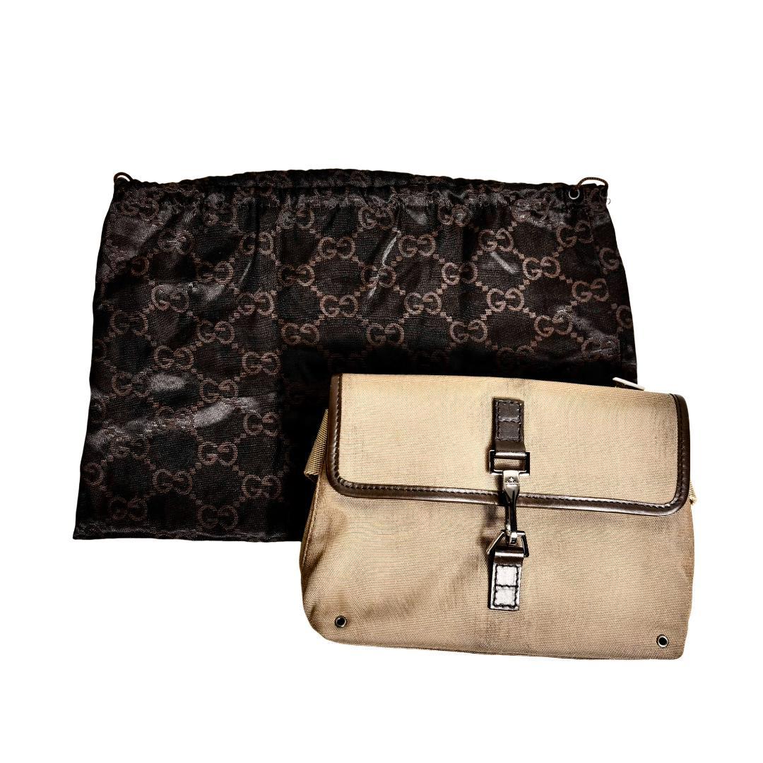 レア　GUCCI グッチ　ボディバッグ　ウエストポーチ　キャンバス　ベージュ