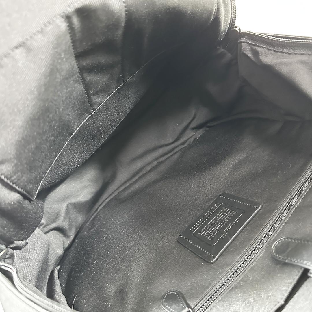 美品 COACH リュック F55970 レザー バラ柄 黒