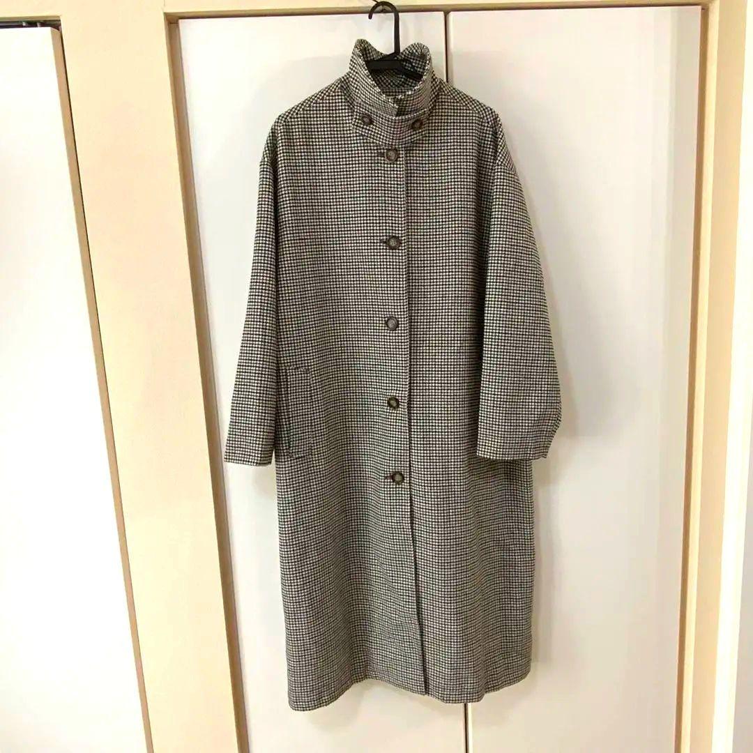 美品】FASHIRU wool mix ステンカラーチェックコート - メルカリ