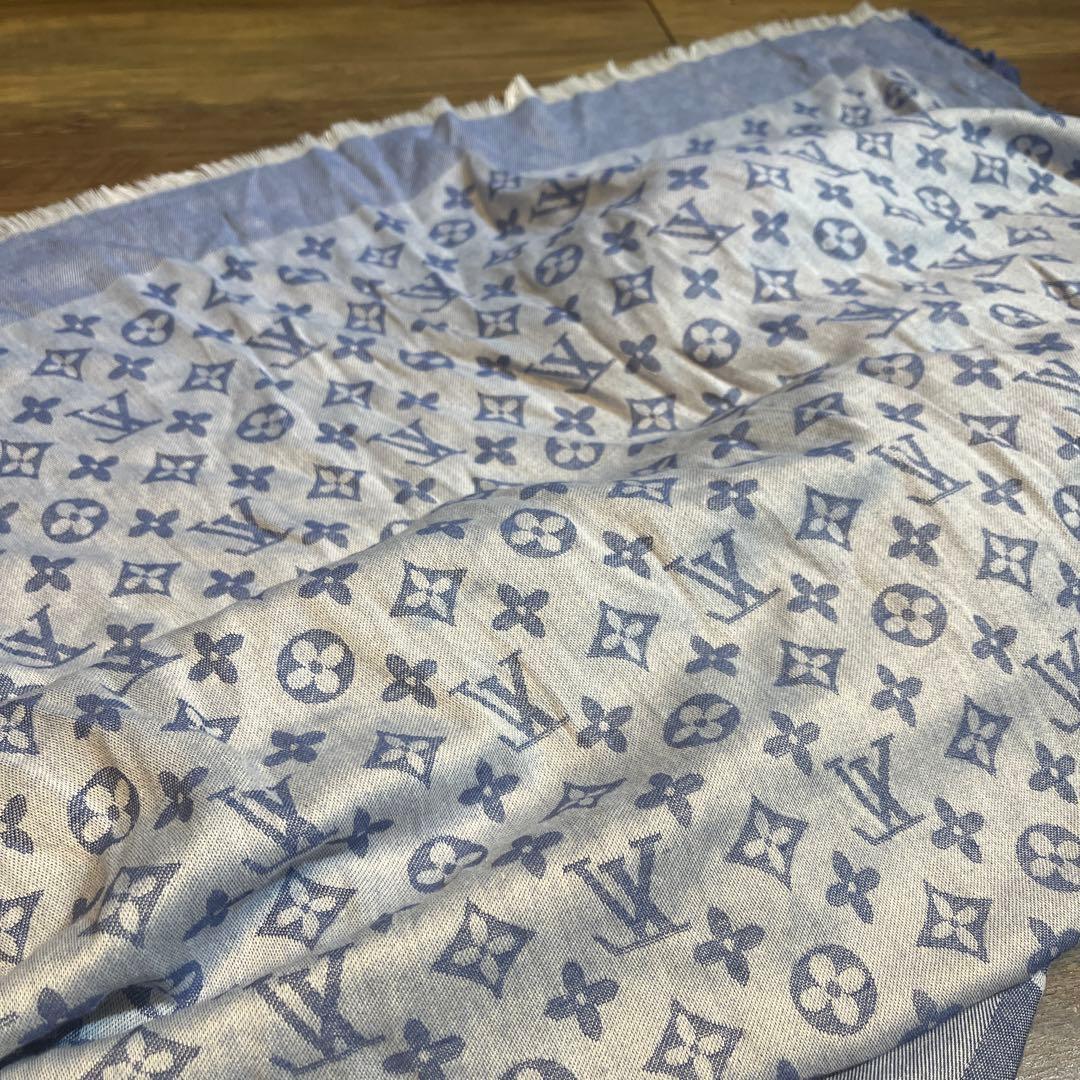 LOUIS VUITTON ルイヴィトン　ライトブルー　大判ストール　ショール
