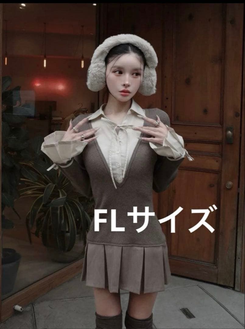 Darich シャツドッキングプリーツミニワンピース　FLサイズ