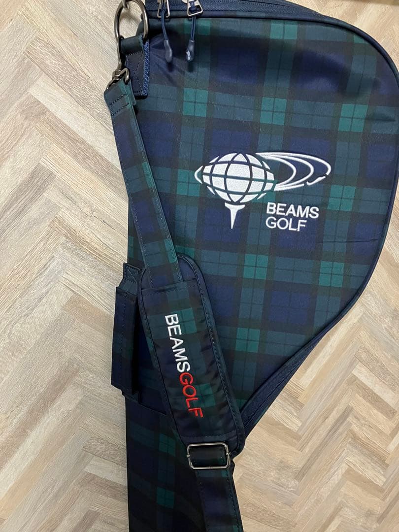 BEAMS GOLF チェック柄キャディバッグ ネイビー