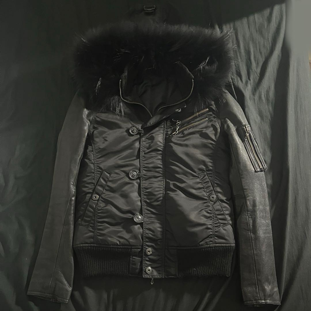 y2k fuga レザー ファー ジャケット アウター 平成 archive メンズ
