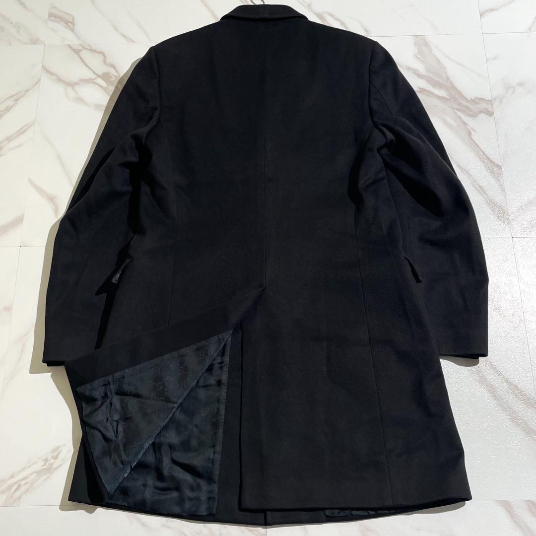 美品 グッチ チェスターコート 裏地GG柄 48 Lサイズ ブラック 【135】